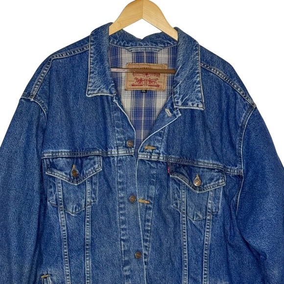 Levi's Vintage Men's Flannel Lined Denim Trucker Jacket USA 90s Y2K Size XXL - Picture 2 of 11